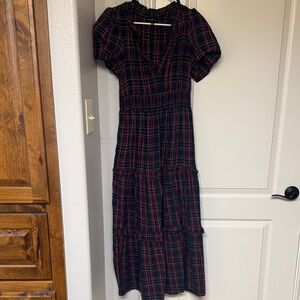 Sugarlips Red and Blue Plaid Midi Dress